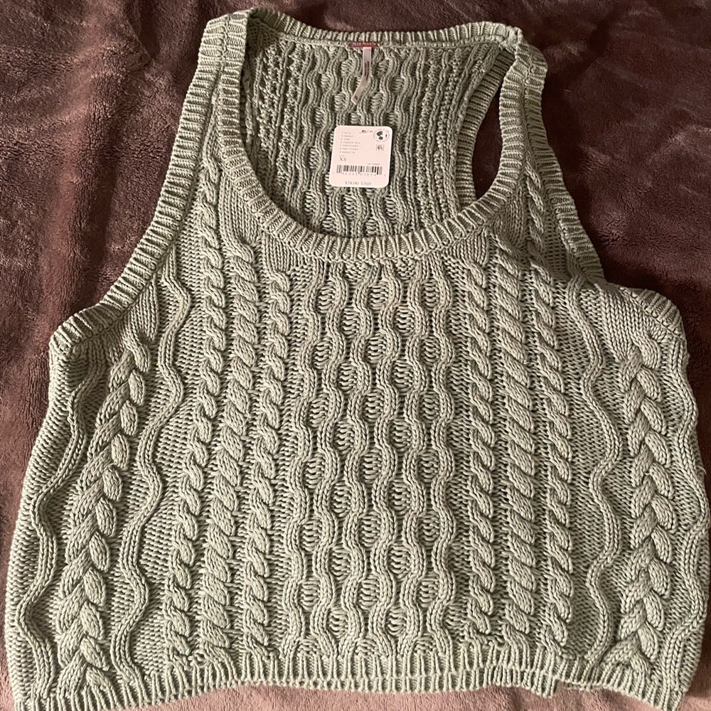 Free People knit tank NWT sage green